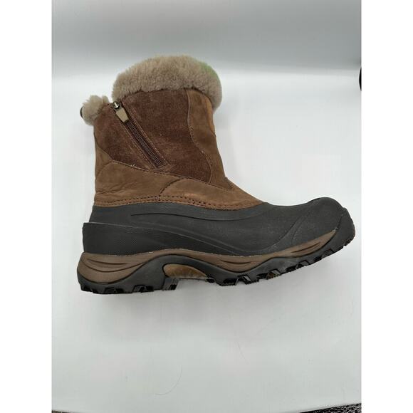 North Face Greenland Brown Zip Waterproof Winter Boots Size 8 Faux Fur Shearling - Picture 8 of 15